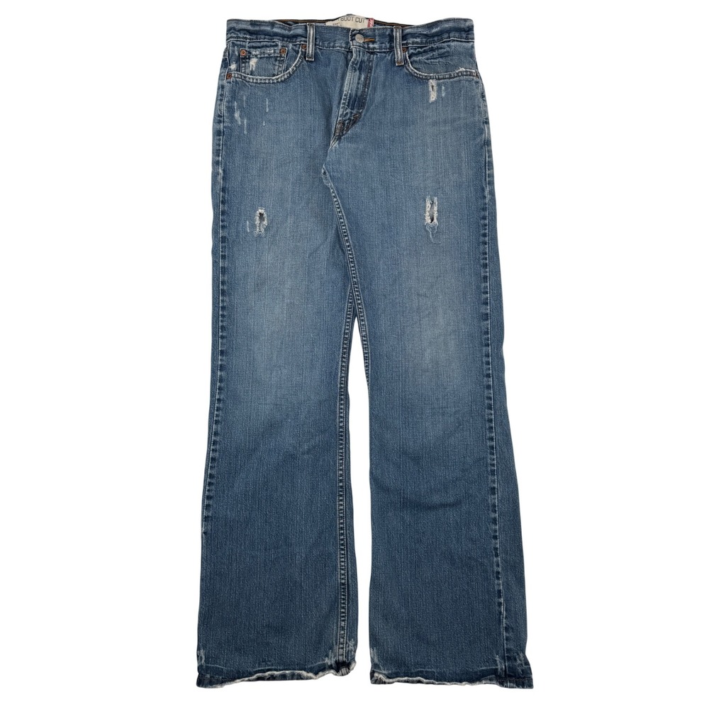 Levi 527 Low Bootcut Jeans 34x34 Blue Distressed Mens